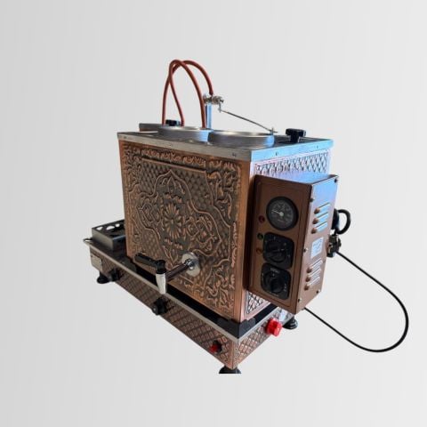 Bakır Full 2 Demlikli Kahveci Çay Ocağı Takımı Otomatik Arıtmalı - Şamandıralı Elektrikli + Tüplü - Kahve Gözlü