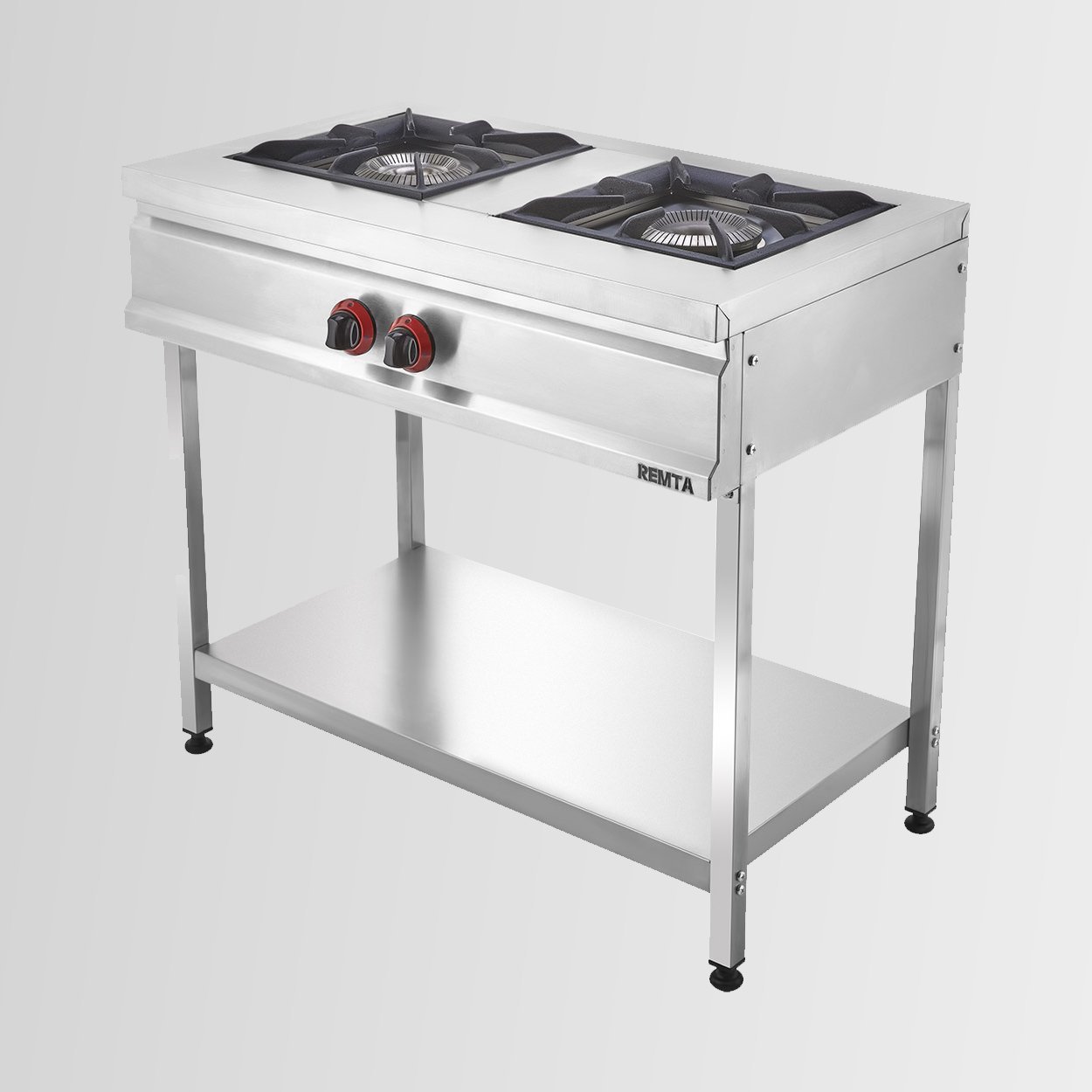 Remta CEJ23(L) Gazlı Sönme Emniyetli Taban Raflı İkili Lokanta Ocağı Yüksek Ayak (CE)