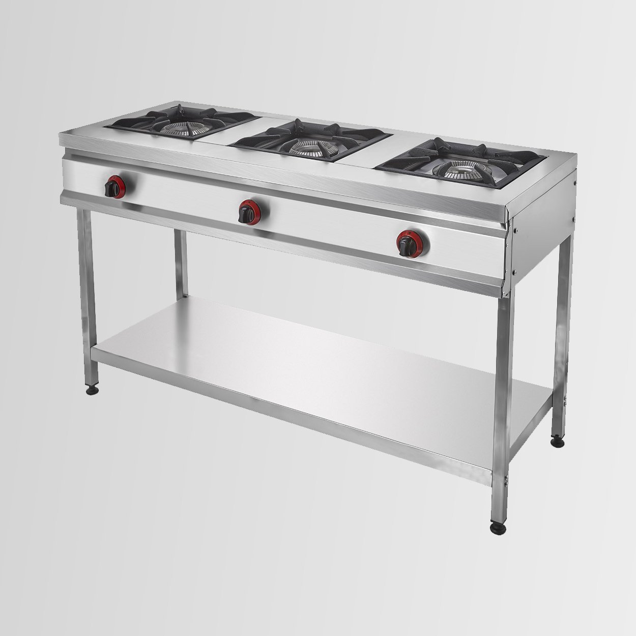 Remta CEJ25(L) Gazlı Sönme Emniyetli Taban Raflı Üçlü Lokanta Ocağı Yüksek Ayak (CE)