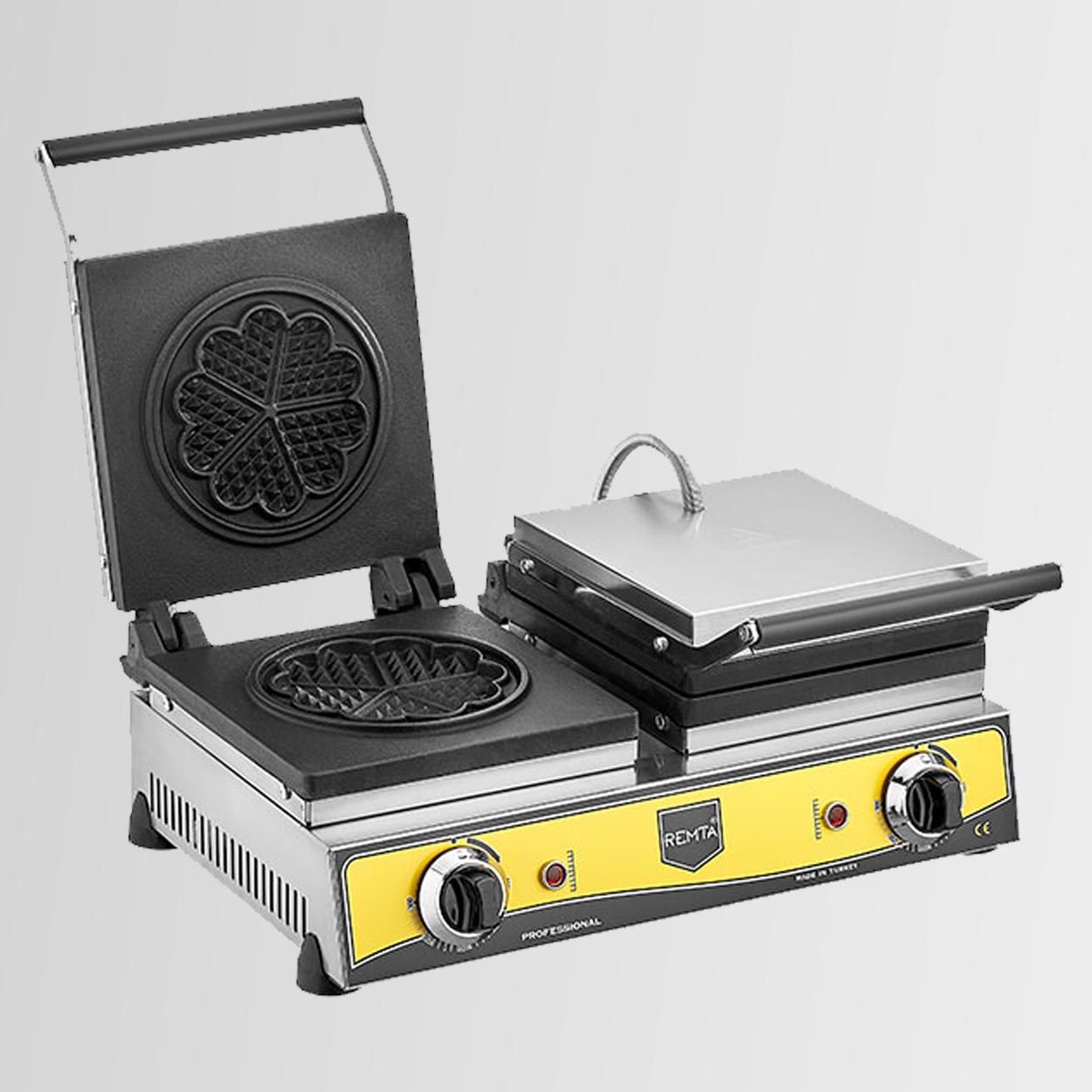 Remta W13 Sanayi Tipi Döküm Çiftli Çiçek Model 16 cm Waffle Makinası Elektrikli