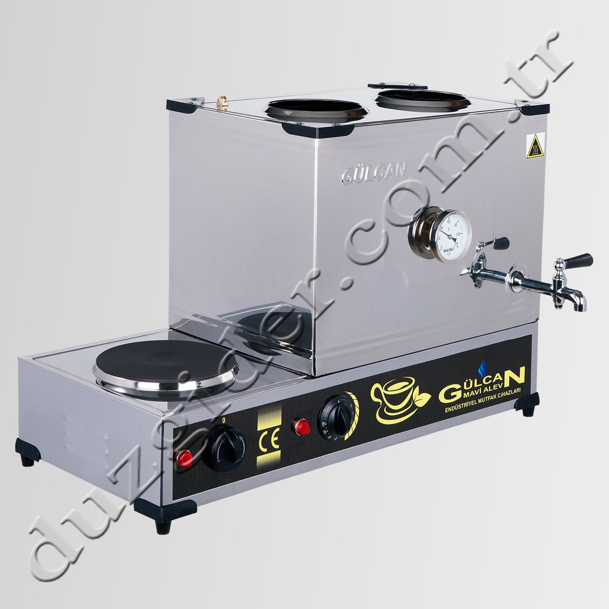 40 Litre Çift Demlikli Elektrikli Pleytli Çelik Tabanlı Kahveci Takımı