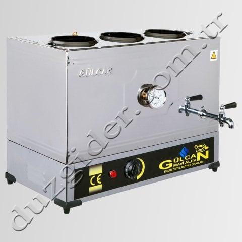 55 Litre Şamandıralı Üç Demlikli Elektrikli Çelik Tabanlı Kahveci Takımı