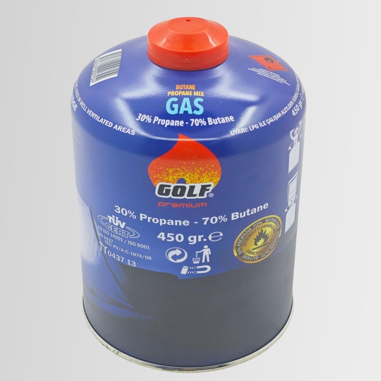 GOLF Butan Propan Kamp Gazı Valfli Kartuş 450 GR