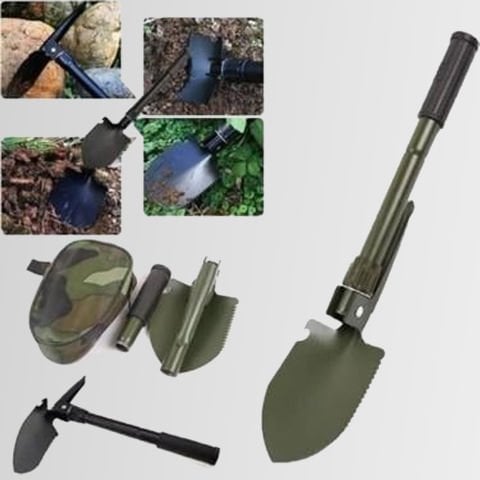 Orcamp OUT-4100 Katlanabilir Metal Kazma Kürek Seti - Pusula - Testere - Şişe Açacağı ( Açık hali 41,5 cm)