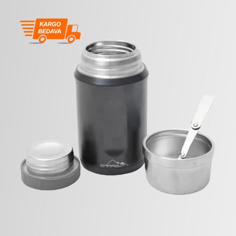 Nurgaz Campout  Çift Katmanlı Yemek Ve Buz Termosu 600 ml SİYAH