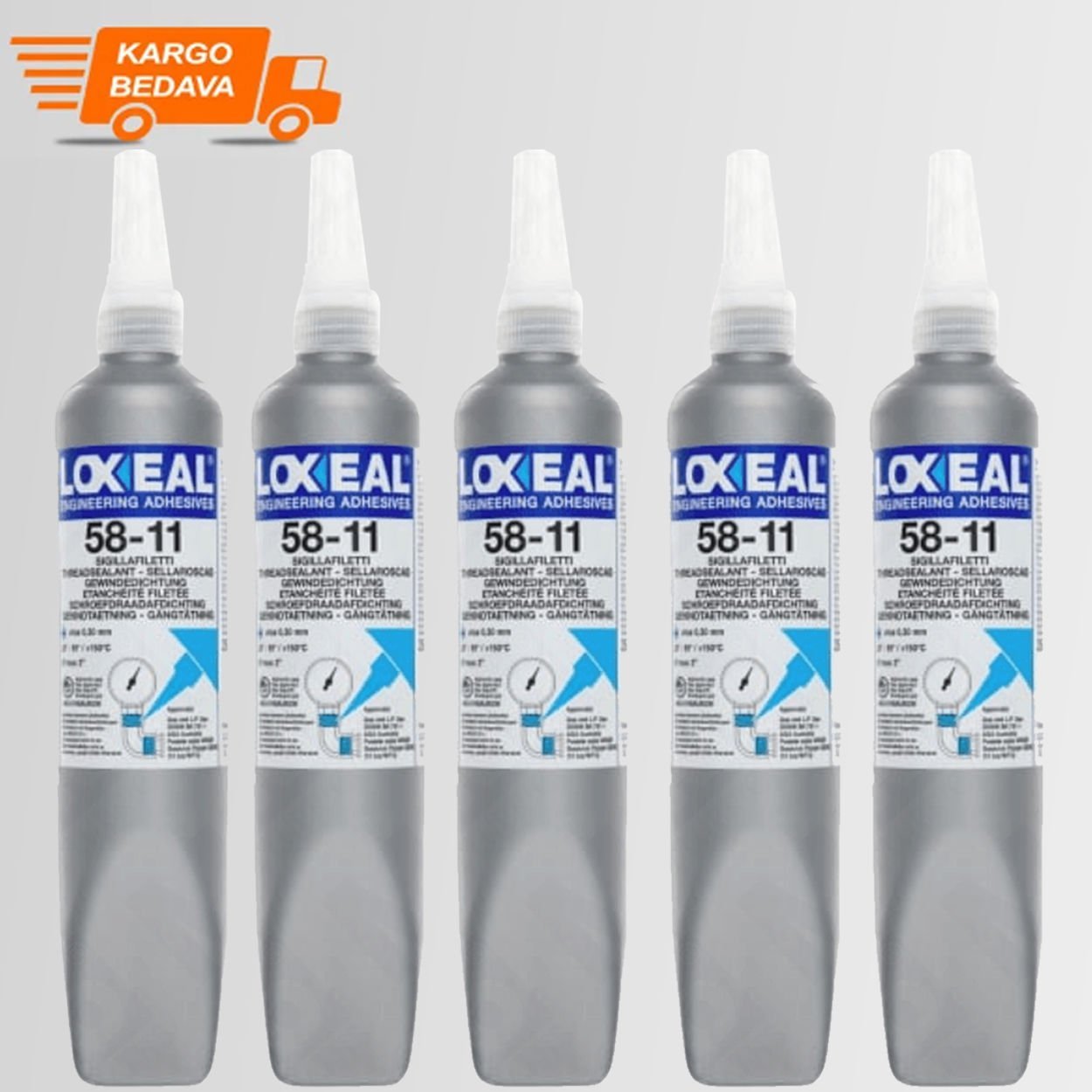 5'Li Set - Loxeal 58-11 Yüksek Basınç Sızdırmazlık Orta Mukavemet 250 ML