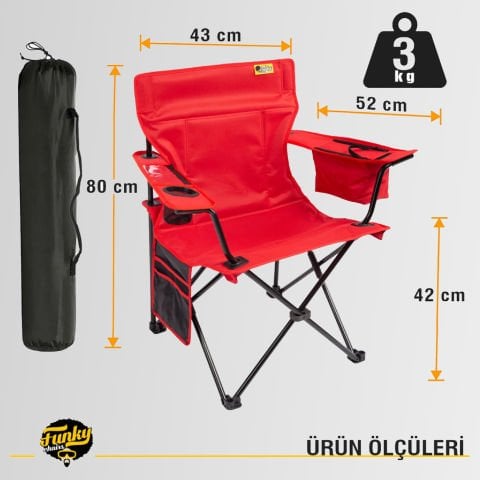 FUNKY CHAIRS Cool Ice Lüks Katlanabilir Kamp Sandalyesi KIRMIZI