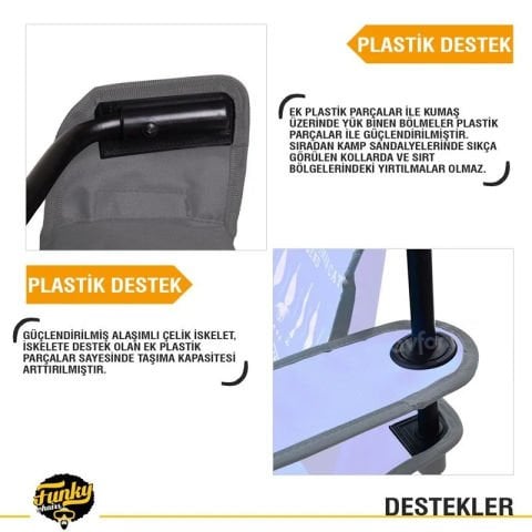 FUNKY CHAIRS Cool Ice Lüks Katlanabilir Kamp Sandalyesi SİYAH