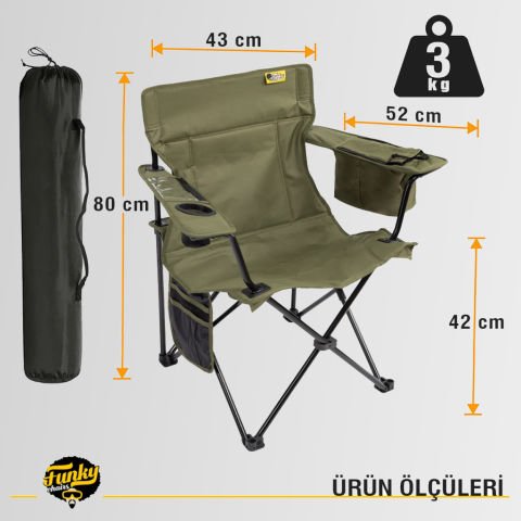 FUNKY CHAIRS Cool Ice Lüks Katlanabilir Kamp Sandalyesi HAKİ