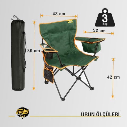 FUNKY CHAIRS Cool Ice Lüks Katlanabilir Kamp Sandalyesi FISTIK YEŞİLİ