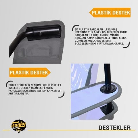 FUNKY CHAIRS Cool Ice Lüks Katlanabilir Kamp Sandalyesi Lacivert