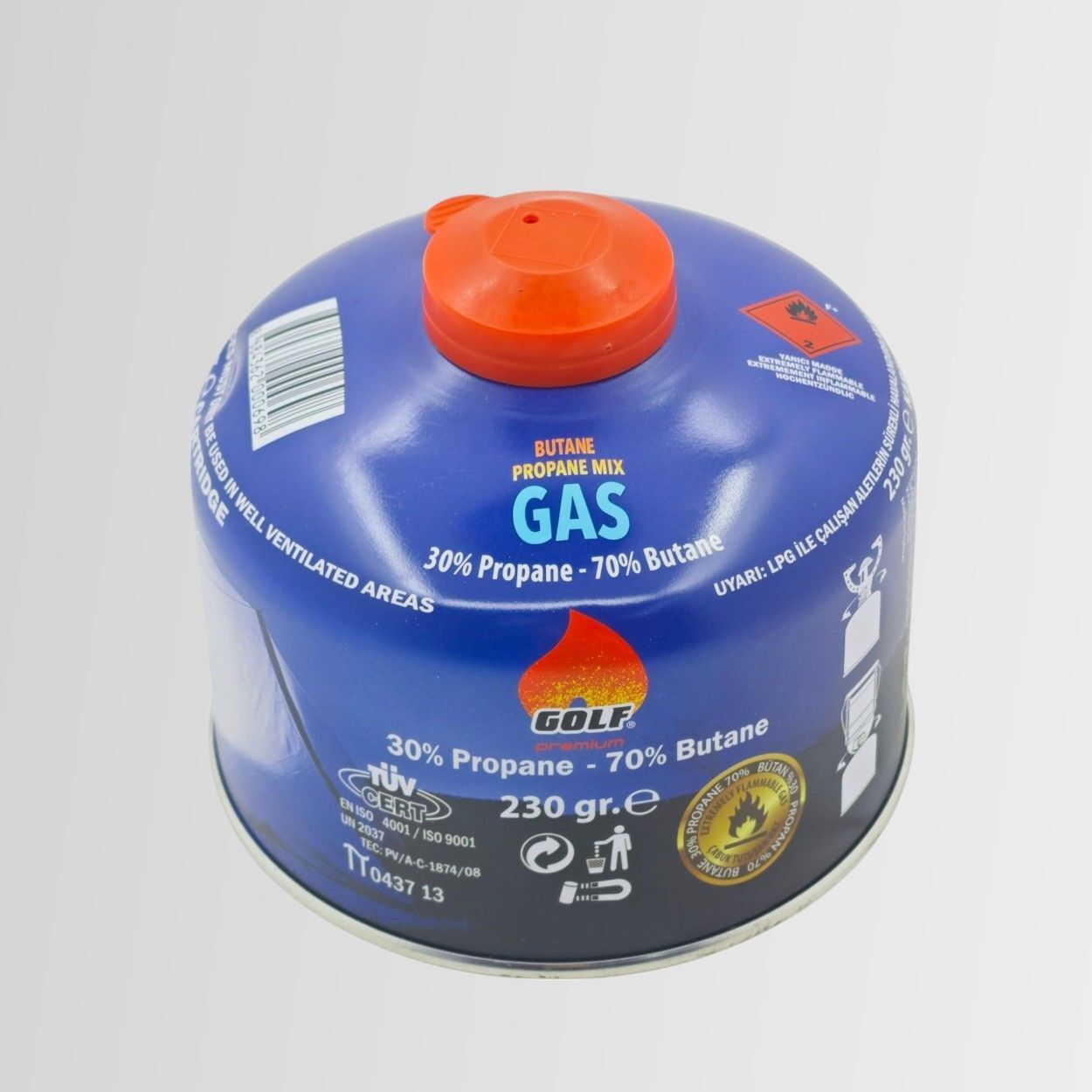 GOLF Butan Propan Kamp Gazı Valfli Kartuş 230 GR