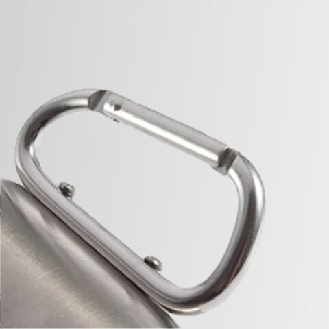 Nurgaz NG-193 Paslanmaz Çelik Çift Katmanlı Kamp Bardak Kupa Karabinalı Gümüş Renkli