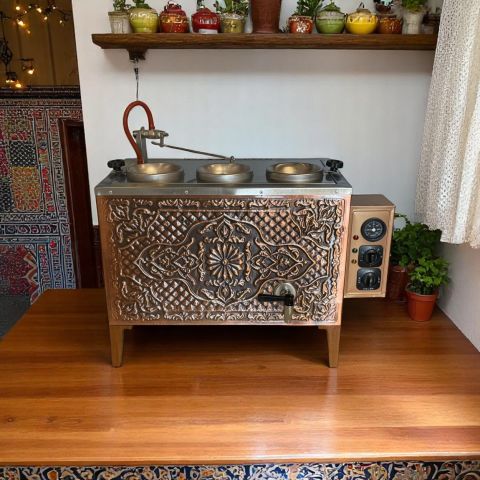 Bakır Full 3 Demlikli Kahveci Çay Ocağı Takımı Otomatik Şamandıralı Termostatlı Elektrikli