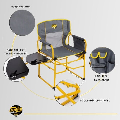 FUNKY CHAIRS Extra Katlanabilir XL Kamp Sandalyesi – Sarı