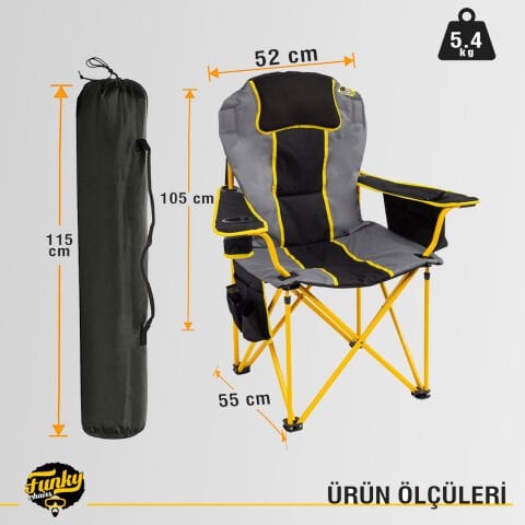 FUNKY CHAIRS Big Boy Katlanabilir XL Kamp Sandalyesi - Gri