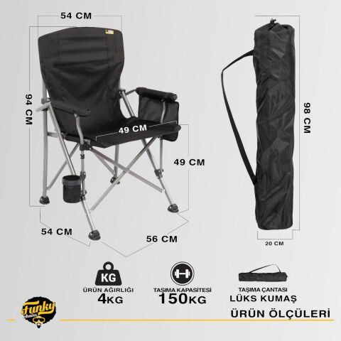 FUNKY CHAIRS River Side Katlanabilir Kamp Sandalyesi SİYAH