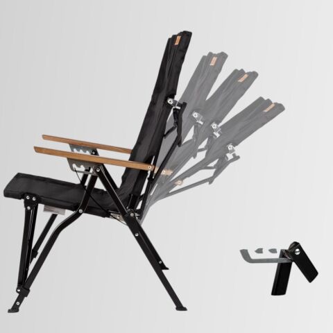 FUNKY CHAIRS Royal 4 Kademeli Katlanabilir Alüminyum Kamp Sandalyesi - Siyah