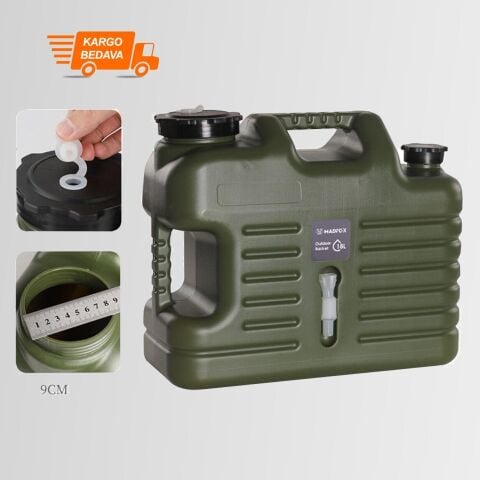 Madfox Galon Air PE Musluklu Su Bidonu 18 Litre Yeşil
