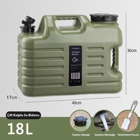 Madfox Galon Air PE Musluklu Su Bidonu 18 Litre Yeşil