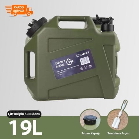 Madfox Galon Air PE Musluklu Su Bidonu 19 Litre Yeşil