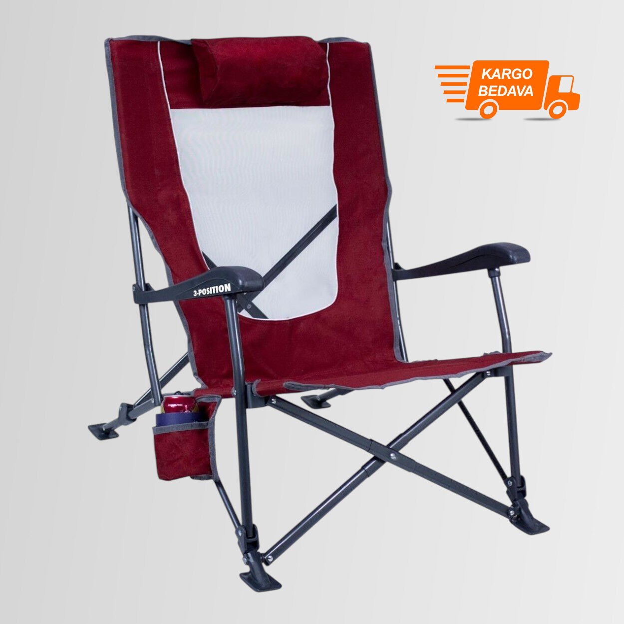 Gci Outdoor Low-Ride Recliner™ 3 Kademeli Katlanır Kamp Sandalyesi BORDO
