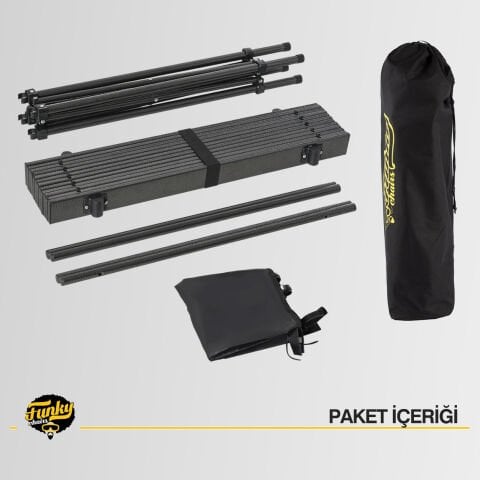 FUNKY CHAIRS Family XL Katlanabilir Alüminyum Kamp Masası (120x55x68) Siyah