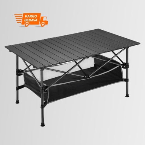 FUNKY CHAIRS Family XL Katlanabilir Alüminyum Kamp Masası (120x55x68) Siyah