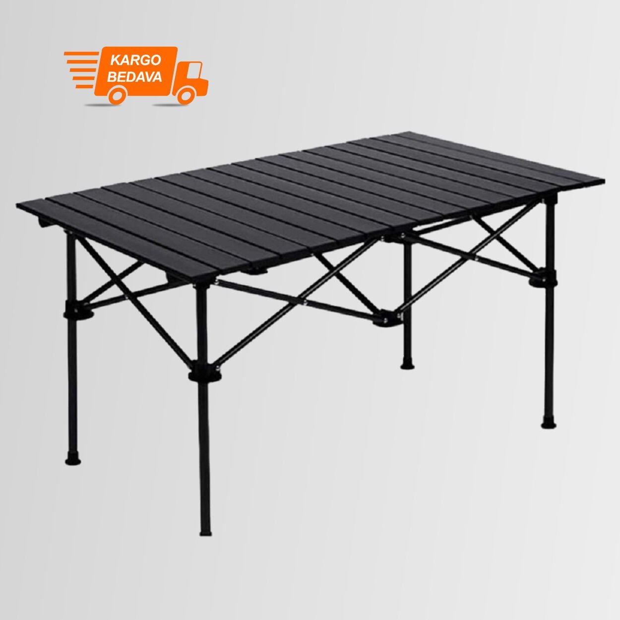 FUNKY CHAIRS Family XXL Katlanabilir Alüminyum Kamp Masası (140x55x68cm) – Siyah