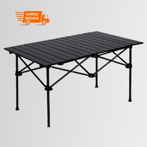 FUNKY CHAIRS Family XXL Katlanabilir Alüminyum Kamp Masası (140x55x68cm) – Siyah
