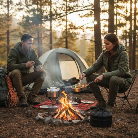 Orcamp OUT-1160 IronChef Çelik Kamp Mutfak Seti ( Tencere - Tava -Çaydanlık )