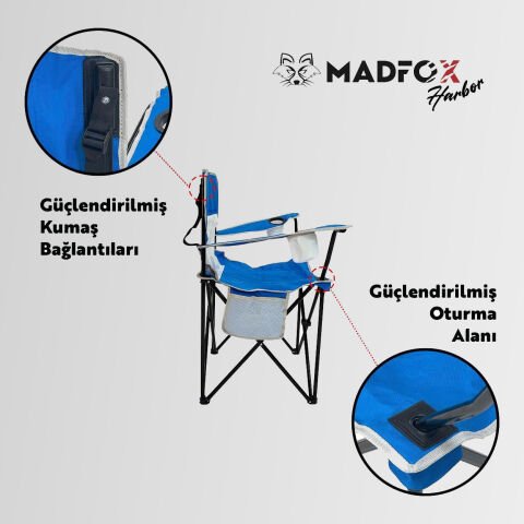 Madfox Harbor Katlanır Kamp Sandalyesi MAVİ