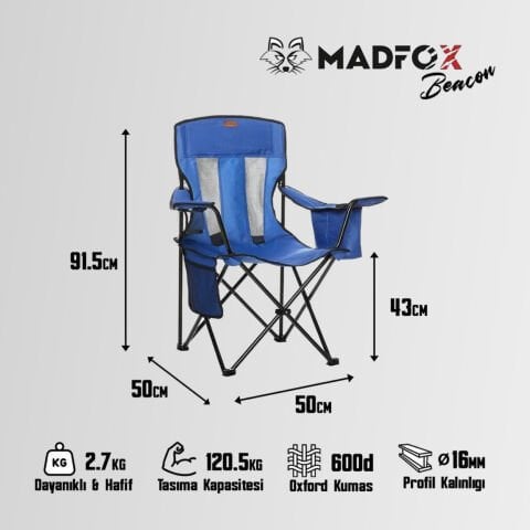 Madfox Beacon Katlanır Kamp Sandalyesi Mavi
