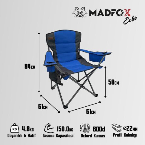 Madfox Echo Katlanır Kamp Sandalyesi Mavi