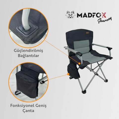 Madfox Journey Katlanır Kamp Sandalyesi Siyah/Gri