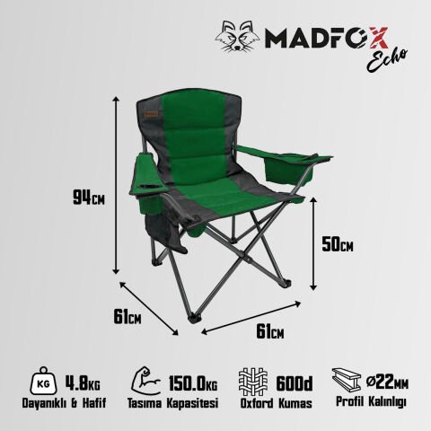 Madfox Echo Katlanır Kamp Sandalyesi Yeşil