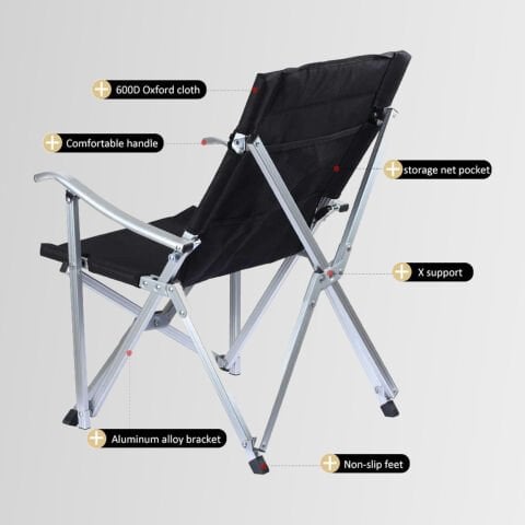 Madfox Dachuan Katlanır Kamp Sandalyesi Siyah