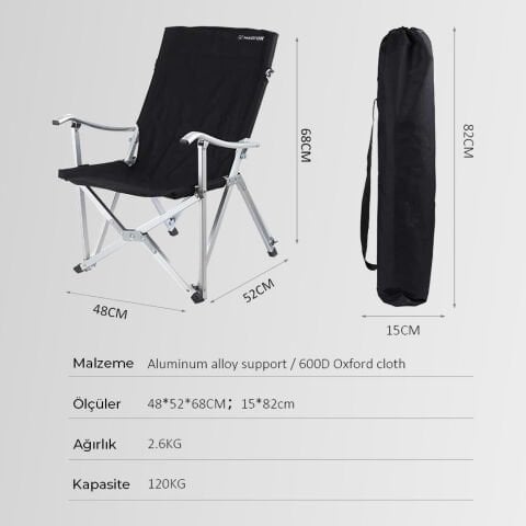 Madfox Dachuan Katlanır Kamp Sandalyesi Siyah