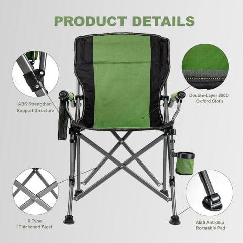 Madfox Roxy Katlanır Kamp Sandalyesi Green/Black