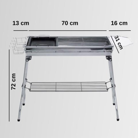 Madfox Grillmate Portatif Katlanır BBQ Mangal Gümüş