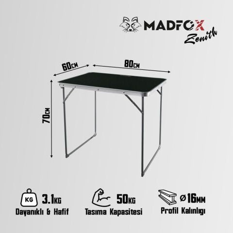 Madfox Zenith Katlanır Kamp Masası SİYAH