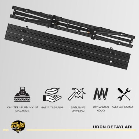 FUNKY CHAIRS Elite Alüminyum Teleskopik Ayaklı Kamp Piknik Masası – Siyah