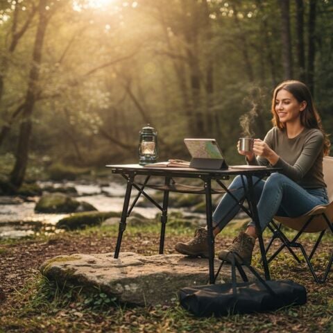 FUNKY CHAIRS Elite Alüminyum Teleskopik Ayaklı Kamp Piknik Masası – Siyah