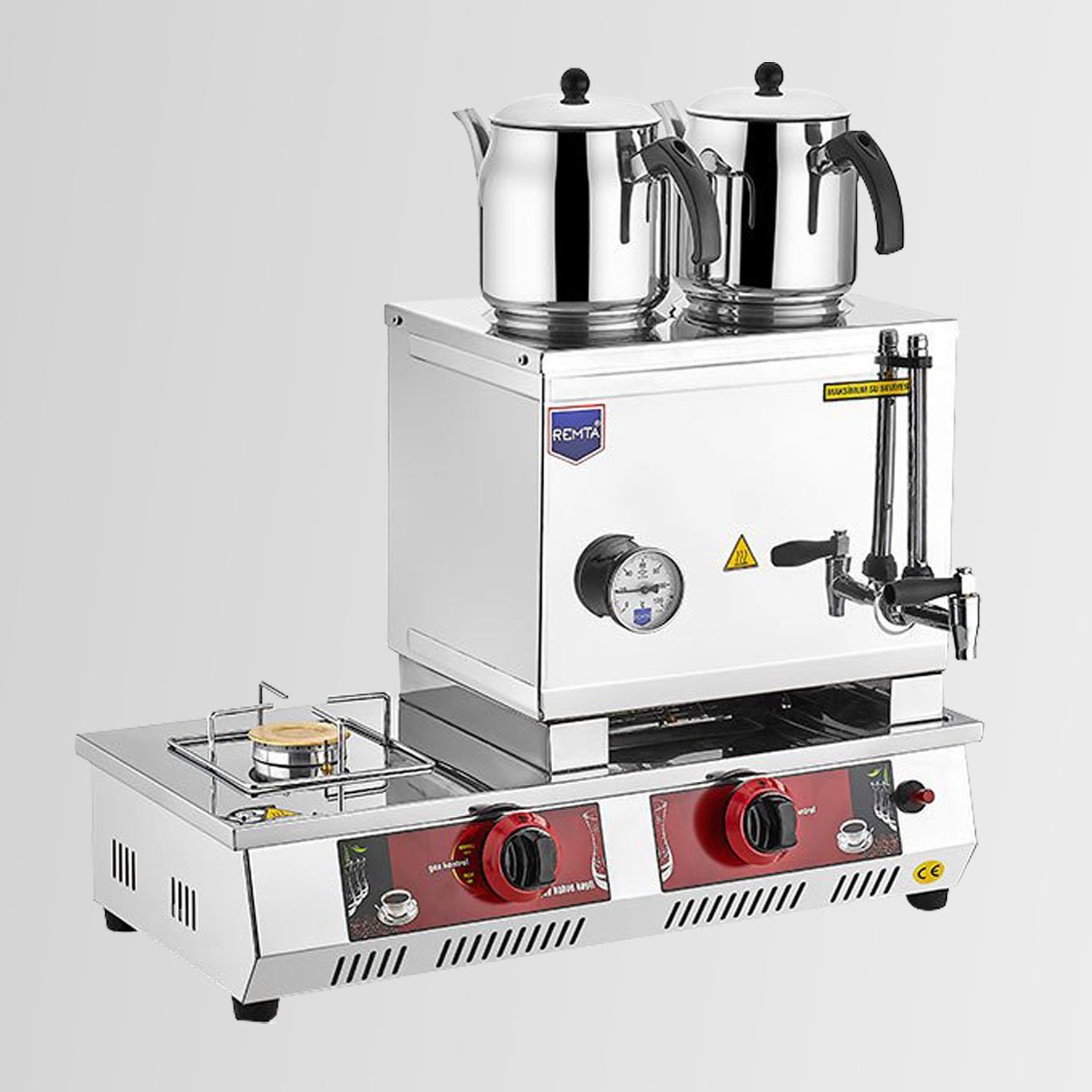 Remta N12 40 Model İki Demlikli Gazlı (CE) Çay Ocağı - Kahveci Takımı 28 lt DOĞALGAZLI