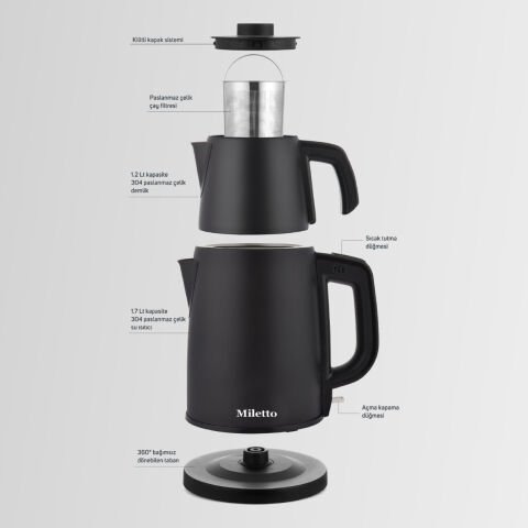 Miletto Rose Gold 2000W Gizli Rezistanslı Otomatik Çay Makinesi 2,9 lt - MT20R