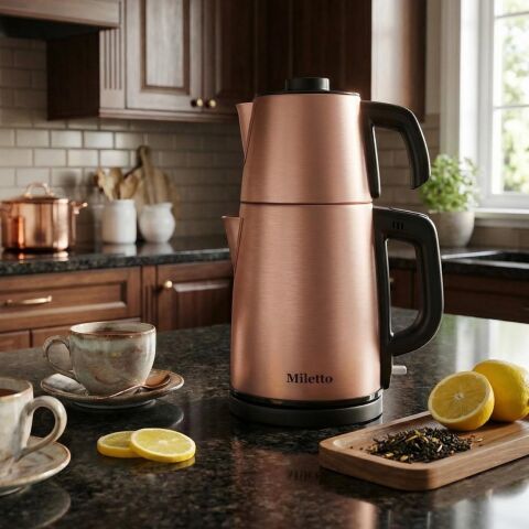 Miletto Rose Gold 2000W Gizli Rezistanslı Otomatik Çay Makinesi 2,9 lt - MT20R