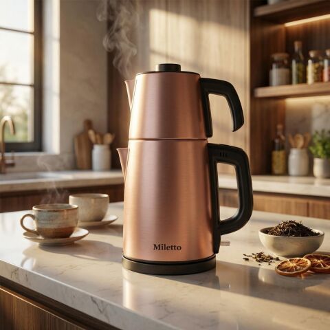 Miletto Rose Gold 2000W Gizli Rezistanslı Otomatik Çay Makinesi 2,9 lt - MT20R