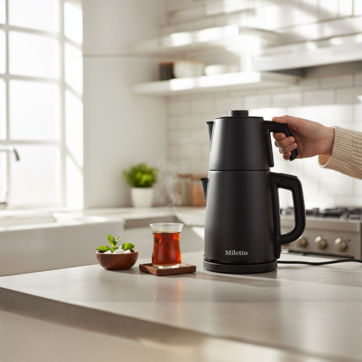 Miletto Siyah 2000W Gizli Rezistanslı Otomatik Çay Makinesi 2,9 lt - MT20S