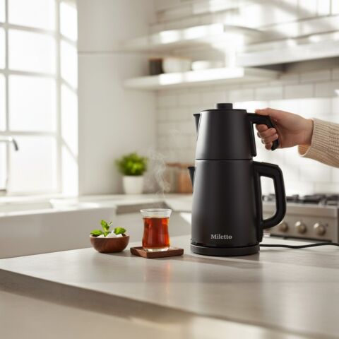 Miletto Siyah 2000W Gizli Rezistanslı Otomatik Çay Makinesi 2,9 lt - MT20S