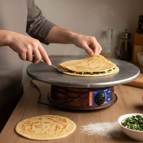 Gülsan 55 cm Elektrikli Katmer - Gözleme - Yufka - Kara Saç Termostatlı